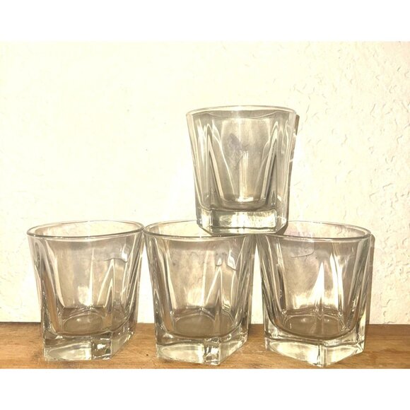 Vintage Libbey Heavy Base Crystal Whiskey Glasses Set Of 4 - Picture 3 of 6